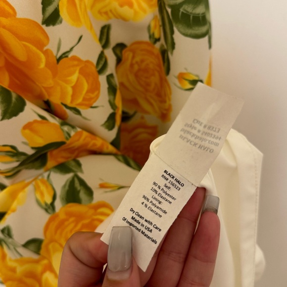 BLACK HALO Yellow Floral Dress Size 6 - Picture 8 of 9